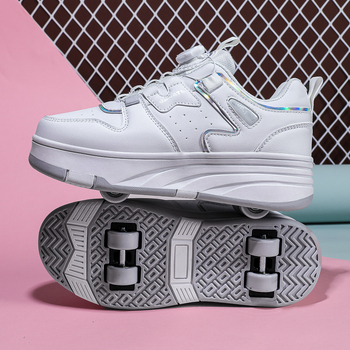 Gamintojo tinkliniai dvigubų ratukų riedučių sportbačiai vaikams, universalūs riedučių bateliai su ratukais, sandėlyje, tarpvalstybinė didmeninė prekyba