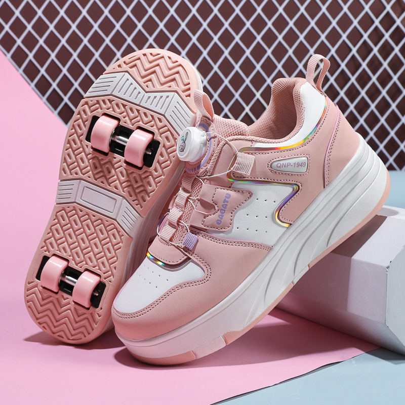 Gamintojo tinkliniai dvigubų ratukų riedučių sportbačiai vaikams, universalūs riedučių bateliai su ratukais, sandėlyje, tarpvalstybinė didmeninė prekyba