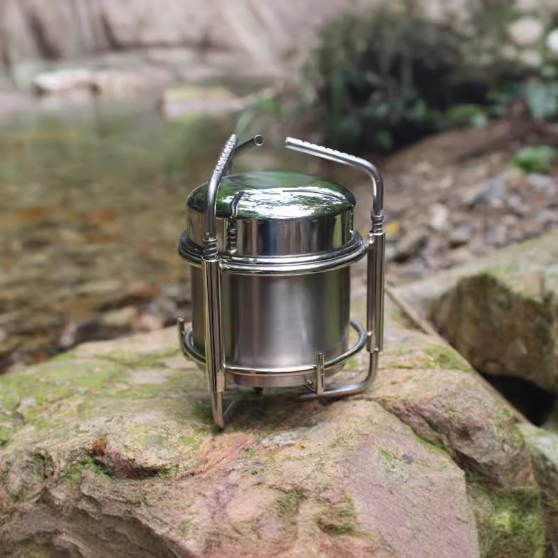 Сгъваема външна печка за течен алкохол от неръждаема стомана 304, изящна, къмпинг, газификатор, преносима печка за алкохол