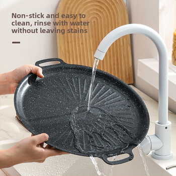 Korea stiilis majapidamises kasutatav Maifan kivist grillpann päikesemustriga, füüsilise mittenakkuva grillpanniga induktsioonpliidile, kassettpliidile, välistingimustes kasutatav grillpann