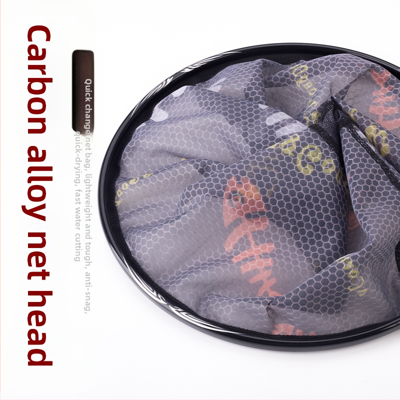 Versenyképes karbon hálófej, karbon, horog nélküli, fekete pit nano ultra könnyű titánötvözetből készült, mélyített horgászháló táska