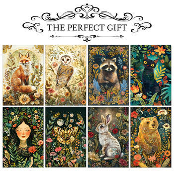 Amazoni 12 enimmüüdud retro-metsa stiilis postkaarti, plakatit, toa seinakaunistust, kleebiseid, tausta