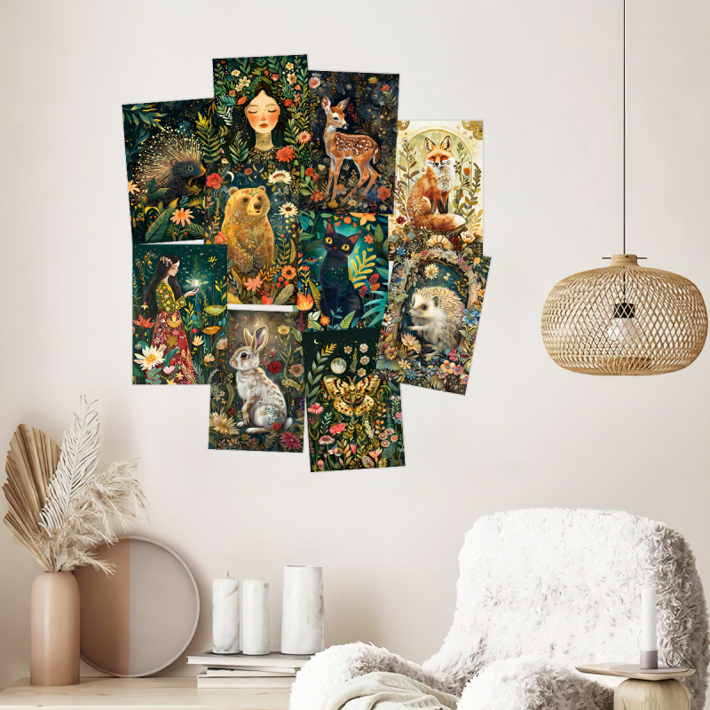 Amazoni 12 enimmüüdud retro-metsa stiilis postkaarti, plakatit, toa seinakaunistust, kleebiseid, tausta