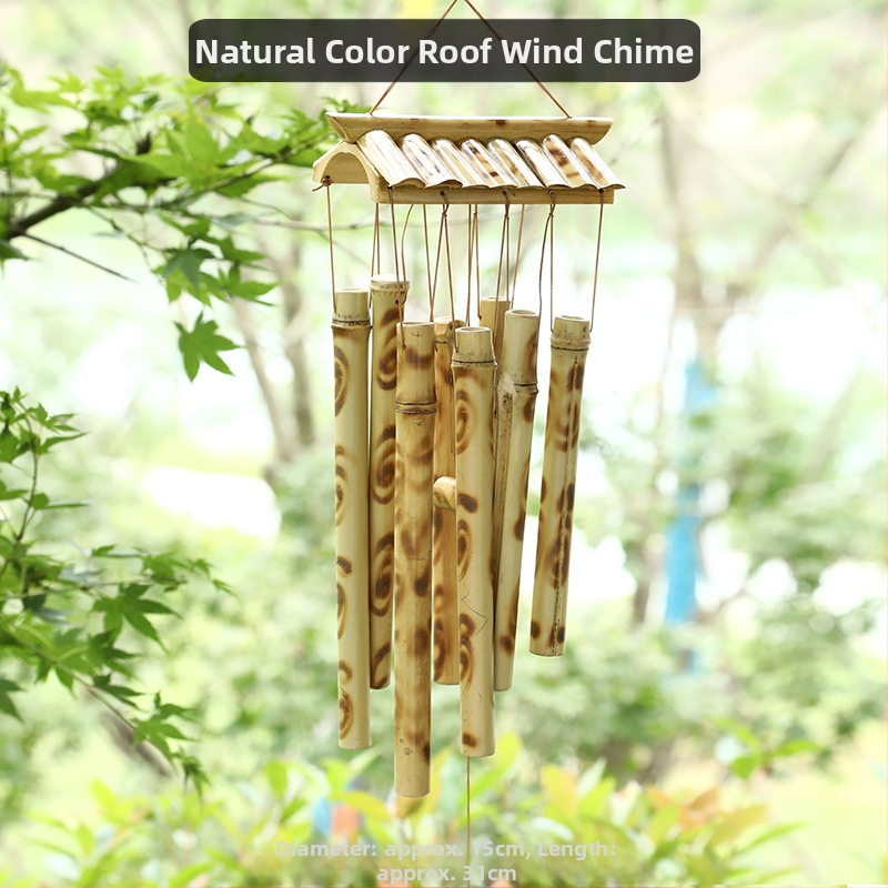 Китайски креативни бамбукови вятърни камбанки, висящи бамбукови камбанки, декорация, подарък, живописно място за открито, древен стил, бамбукови вятърни камбанки