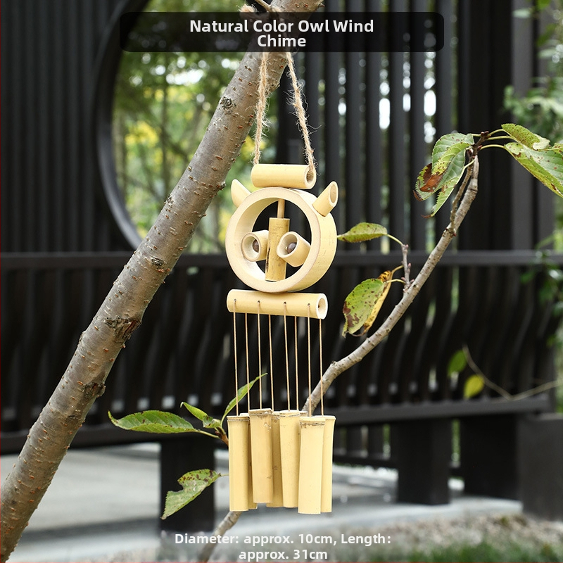 Китайски креативни бамбукови вятърни камбанки, висящи бамбукови камбанки, декорация, подарък, живописно място за открито, древен стил, бамбукови вятърни камбанки