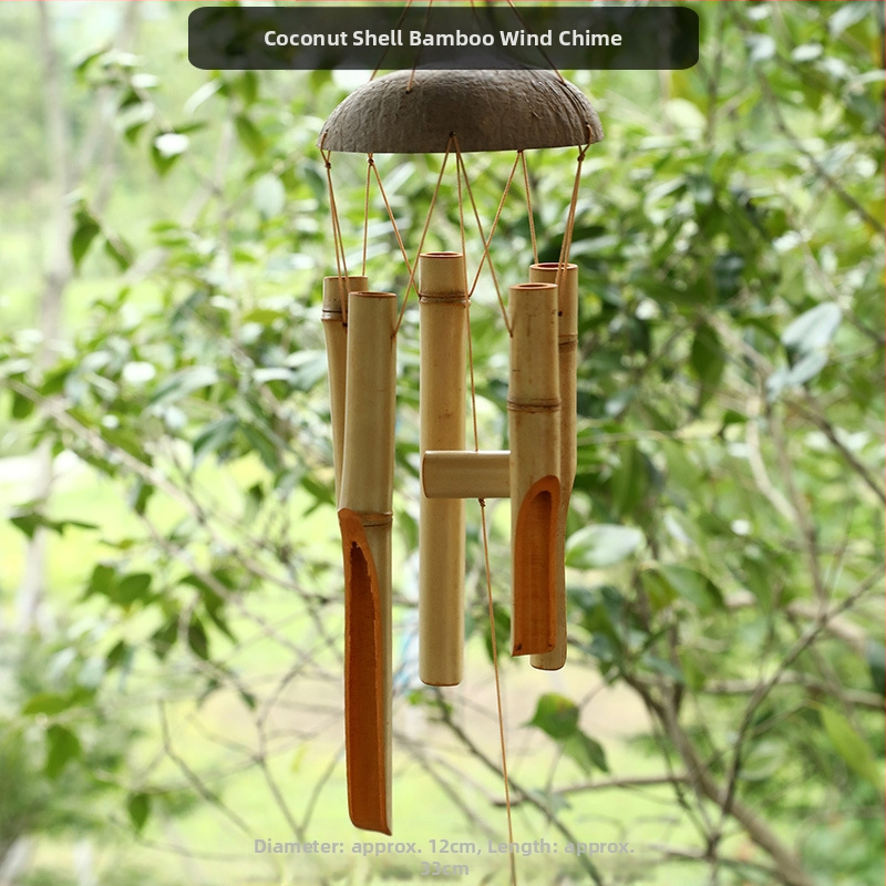 Китайски креативни бамбукови вятърни камбанки, висящи бамбукови камбанки, декорация, подарък, живописно място за открито, древен стил, бамбукови вятърни камбанки