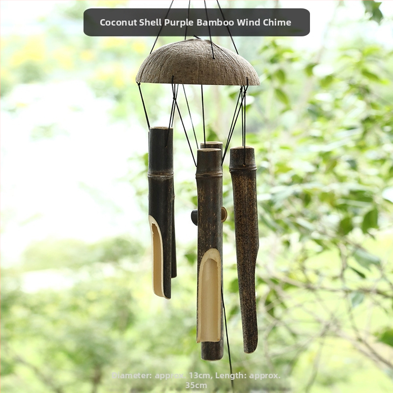 Китайски креативни бамбукови вятърни камбанки, висящи бамбукови камбанки, декорация, подарък, живописно място за открито, древен стил, бамбукови вятърни камбанки