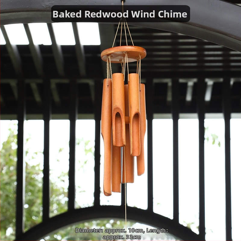 Китайски креативни бамбукови вятърни камбанки, висящи бамбукови камбанки, декорация, подарък, живописно място за открито, древен стил, бамбукови вятърни камбанки