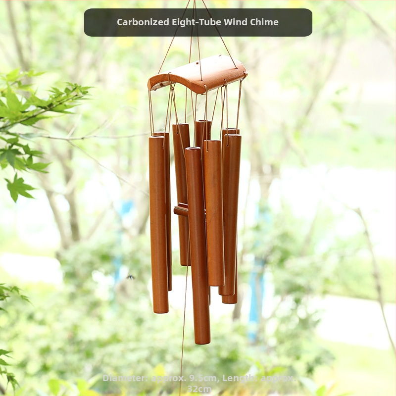 Китайски креативни бамбукови вятърни камбанки, висящи бамбукови камбанки, декорация, подарък, живописно място за открито, древен стил, бамбукови вятърни камбанки
