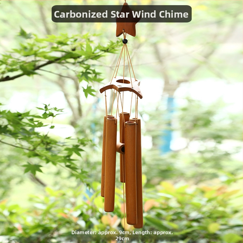 Китайски креативни бамбукови вятърни камбанки, висящи бамбукови камбанки, декорация, подарък, живописно място за открито, древен стил, бамбукови вятърни камбанки