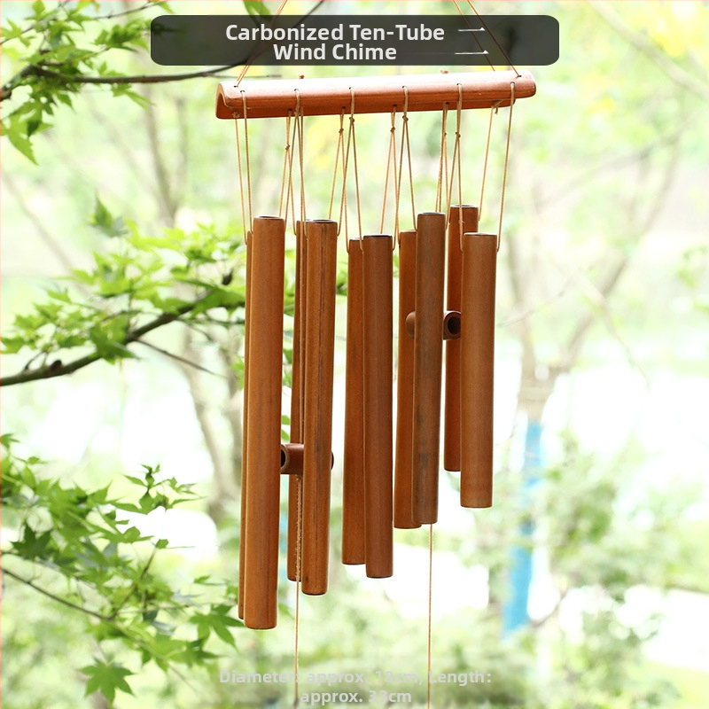 Китайски креативни бамбукови вятърни камбанки, висящи бамбукови камбанки, декорация, подарък, живописно място за открито, древен стил, бамбукови вятърни камбанки