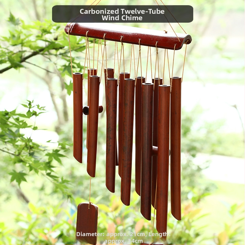 Китайски креативни бамбукови вятърни камбанки, висящи бамбукови камбанки, декорация, подарък, живописно място за открито, древен стил, бамбукови вятърни камбанки