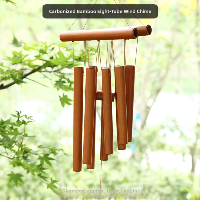 Китайски креативни бамбукови вятърни камбанки, висящи бамбукови камбанки, декорация, подарък, живописно място за открито, древен стил, бамбукови вятърни камбанки