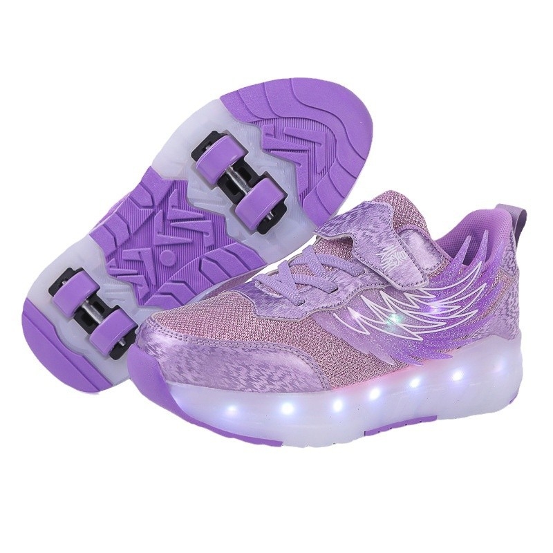 2025 m. nauji „heloo“ batai, keturračiai riedučių batai berniukams ir vaikams su ratukais, batai mergaitėms, čiuožimo batai su lemputėmis ant sparnų