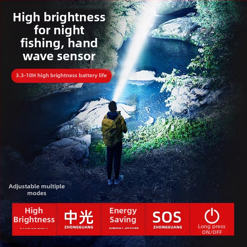 Индукционен челник Philips за риболов, специална силна светлина, нощен риболов, за зареждане на главата, супер ярко осветление, фенер с дълга издръжливост