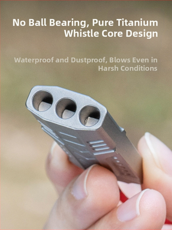 Σφυρίχτρα Biwei από καθαρό τιτάνιο τριών οπών για εξωτερική διάσωση έκτακτης ανάγκης με ιμάντα, φορητή, εξαιρετικά ελαφριά, δυνατή, αδιάβροχη, ανθεκτική στη διάβρωση