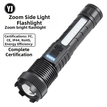 Határokon átnyúló új 118 kültéri erős fényű zseblámpa P50 teleszkópos zoom nagy teljesítményű tollcsipesz piros és kék vaku A76 zseblámpa