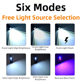 Νέος διασυνοριακός φακός εξωτερικού χώρου 118 με ισχυρό φως P50 με τηλεσκοπικό ζουμ και κλιπ υψηλής ισχύος για στυλό, κόκκινο και μπλε φλας, φακός A76