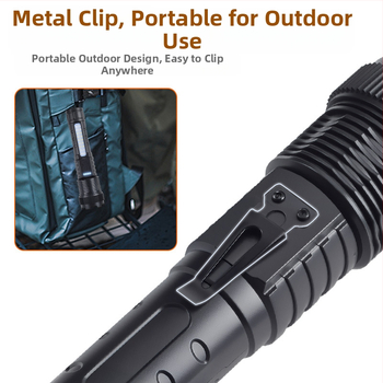 Νέος διασυνοριακός φακός εξωτερικού χώρου 118 με ισχυρό φως P50 με τηλεσκοπικό ζουμ και κλιπ υψηλής ισχύος για στυλό, κόκκινο και μπλε φλας, φακός A76