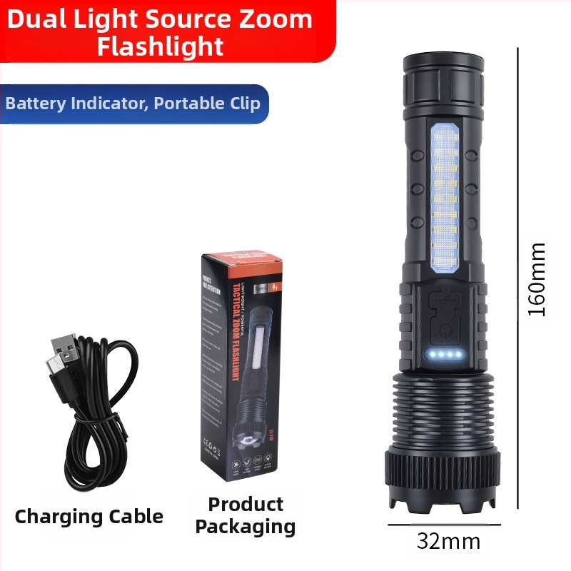 Határokon átnyúló új 118 kültéri erős fényű zseblámpa P50 teleszkópos zoom nagy teljesítményű tollcsipesz piros és kék vaku A76 zseblámpa