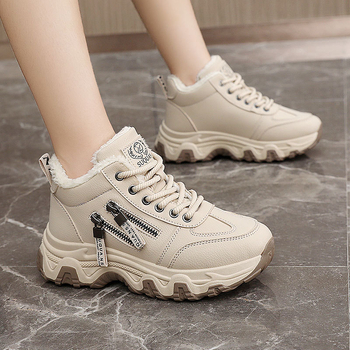 ZY7827 νέα φθινοπωρινά αναπνεύσιμα γυναικεία παπούτσια με επένδυση από φλις, στρογγυλό κεφάλι και χοντρό φούτερ, για το φθινόπωρο του 2024.