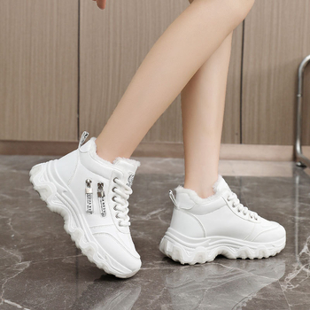 ZY7827 νέα φθινοπωρινά αναπνεύσιμα γυναικεία παπούτσια με επένδυση από φλις, στρογγυλό κεφάλι και χοντρό φούτερ, για το φθινόπωρο του 2024.