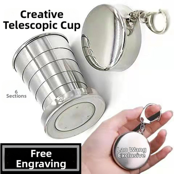 Nemokamas graviruotas pavardės kūrybingas ištraukiamas sulankstomas vandens puodelis, nešiojamas lauko nerūdijančio plieno arbatos puodelis, asmeninis dantų šepetėlio ir skalavimo žiedas