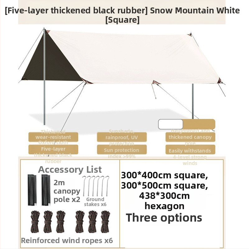 Kaheksanurkne must kummist varikatus õues telkimiseks Oxfordi riidest ülisuur päikesevari UV-kindel must kummist varikatusega telk