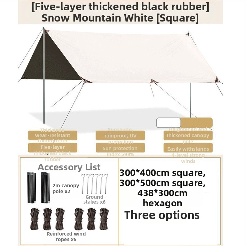 Kaheksanurkne must kummist varikatus õues telkimiseks Oxfordi riidest ülisuur päikesevari UV-kindel must kummist varikatusega telk