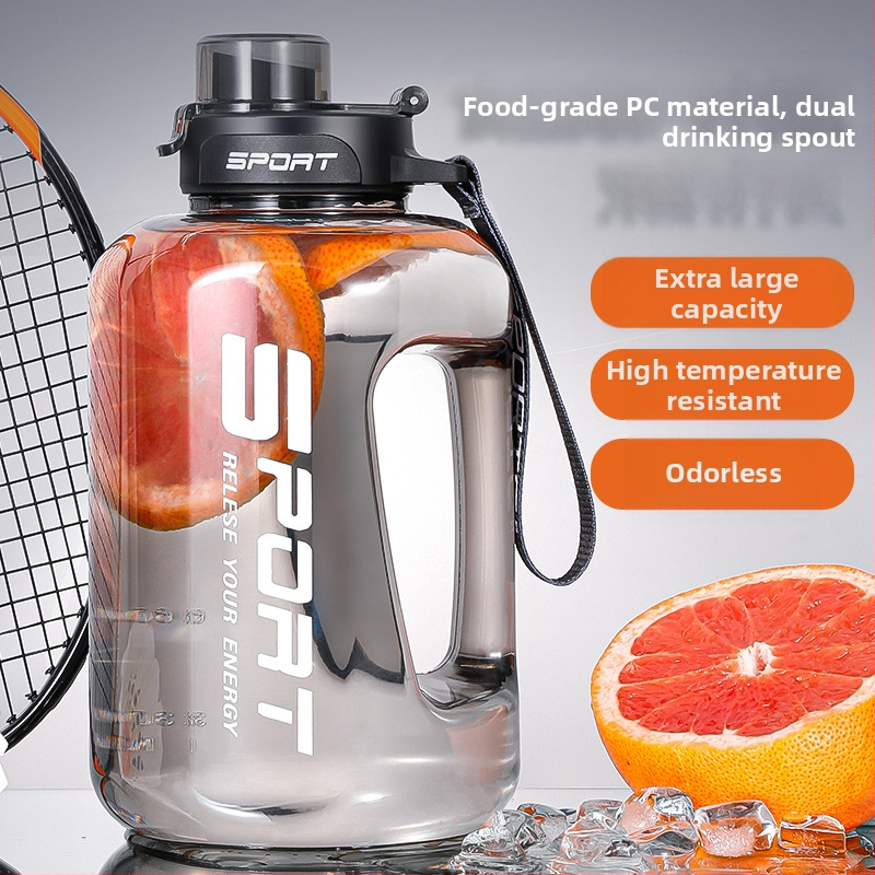 Бутилка за вода с голям капацитет, кана за вода за спорт на открито, преносима пластмасова бутилка за вода с голям капацитет за мъже и жени студенти