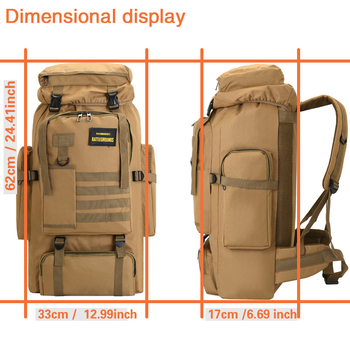 Τσάντα πεζοπορίας μεγάλης χωρητικότητας 70 λίτρων για εργασία σε εξωτερικούς χώρους, σακίδιο ταξιδιού, καμουφλάζ, καμουφλάζ, σακίδιο πλάτης για άνδρες και γυναίκες, τσάντα ταξιδιού για αθλητικές αποσκευές