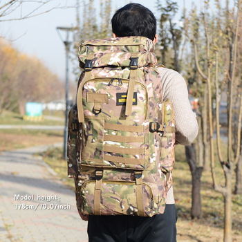 Τσάντα πεζοπορίας μεγάλης χωρητικότητας 70 λίτρων για εργασία σε εξωτερικούς χώρους, σακίδιο ταξιδιού, καμουφλάζ, καμουφλάζ, σακίδιο πλάτης για άνδρες και γυναίκες, τσάντα ταξιδιού για αθλητικές αποσκευές