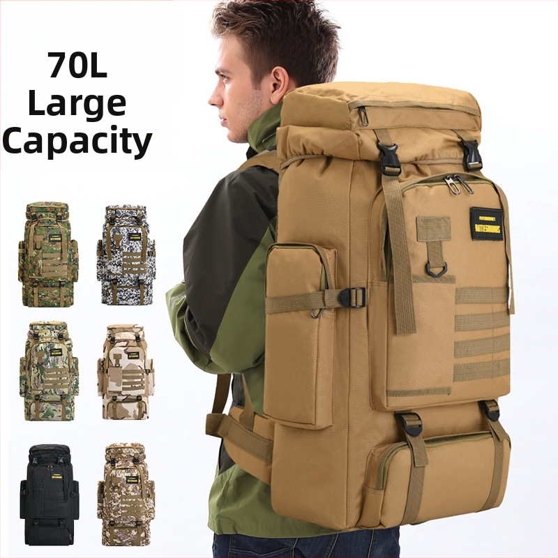 70L suure mahutavusega töötajate allhanke matkakott reisikott kamuflaaž kamuflaaž telkimine meeste ja naiste spordi seljakott pagasi reisikott