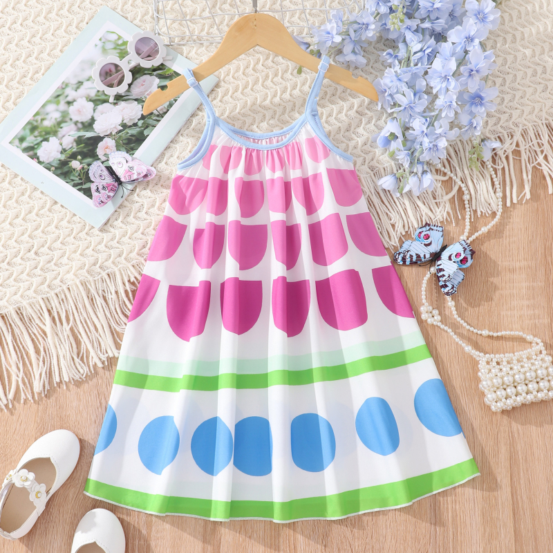 Wish Hot Selling Girls harisnyatartós ruha nyári ujjatlan szivárványos A-vonalú szoknya határokon átnyúló nagykereskedelem