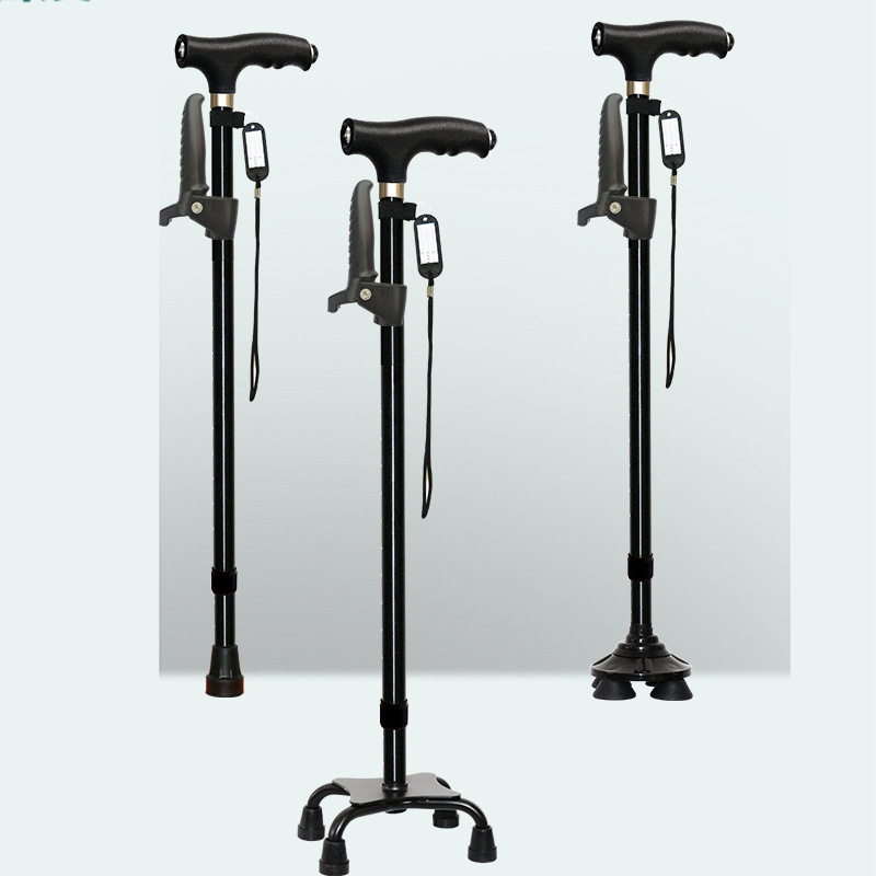 Csúszásgátló mankók időseknek, Négylábú mankók, Többfunkciós túrabotok lámpával, Határokon átnyúló nagykereskedelem, időseknek