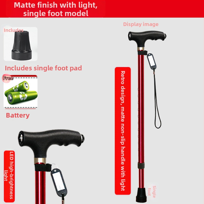 Csúszásgátló mankók időseknek, Négylábú mankók, Többfunkciós túrabotok lámpával, Határokon átnyúló nagykereskedelem, időseknek