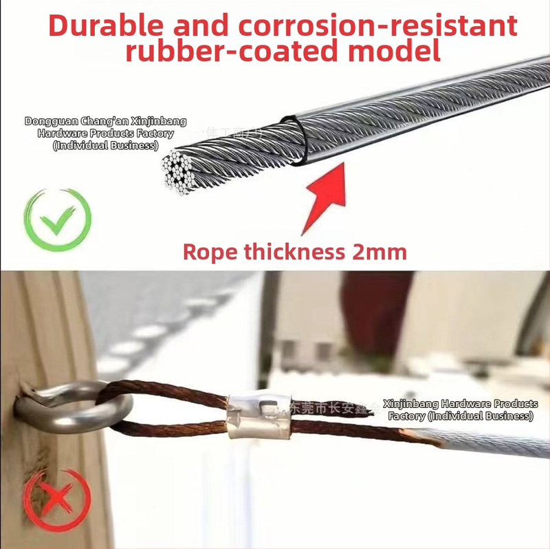 Гумирано стоманено въже от неръждаема стомана, издръжливо въже за дрехи, за външна употреба, за вътрешна употреба, универсално стоманено въже
