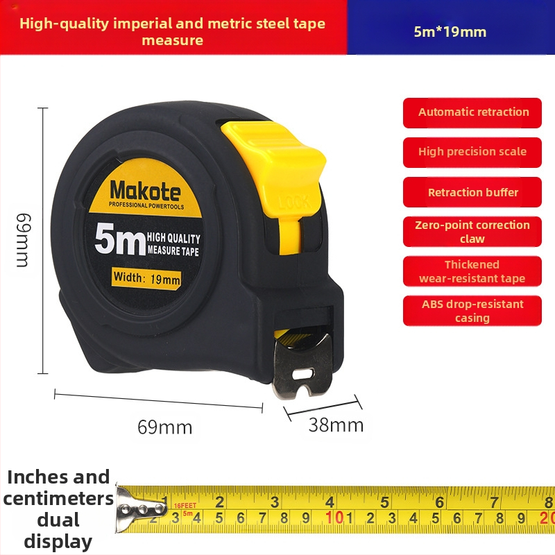 Užsienio prekybos britų juosta 5 m 3 m plieninė juosta sustorinta dilimui atspari liniuotė didelio tikslumo dėžutės matavimo juosta