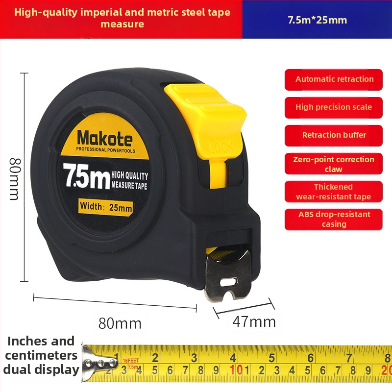 Užsienio prekybos britų juosta 5 m 3 m plieninė juosta sustorinta dilimui atspari liniuotė didelio tikslumo dėžutės matavimo juosta