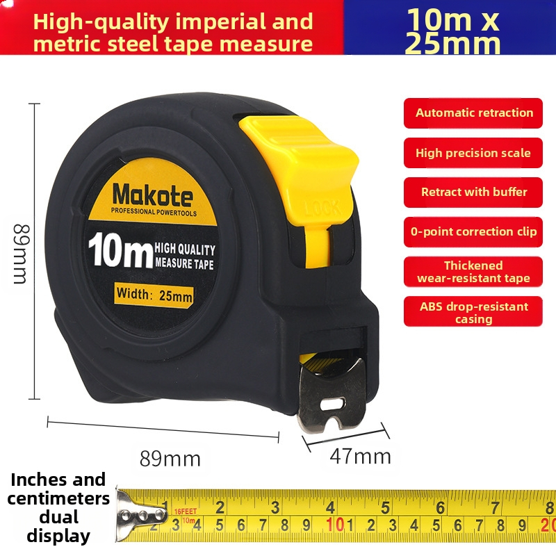 Užsienio prekybos britų juosta 5 m 3 m plieninė juosta sustorinta dilimui atspari liniuotė didelio tikslumo dėžutės matavimo juosta
