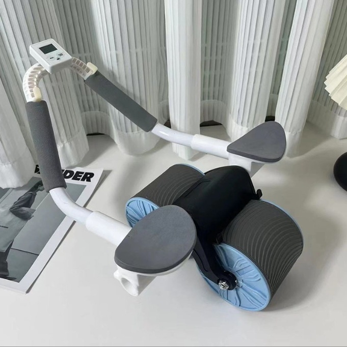 Kahe rattaga kõhulihaste ratas automaatne tagasilöögist kõhu kokkutõmbav kõhulihaste treeningratas fitnessmasin kõhurullimise artefaktirull kõhulihaste tehase sirged juuksed