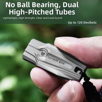 Σφυρίχτρα υψηλής συχνότητας από κράμα τιτανίου διπλού σωλήνα για υπαίθριες δραστηριότητες, για επιβίωση σε άγρια φύση, επείγουσα ανάγκη, σφυρίχτρα διάσωσης, κάμπινγκ, κράμα τιτανίου, Edc