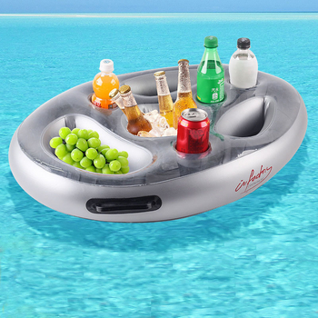 Tehase otsene täispuhutav veejääbaar kaheksa auguga joogiriiul ujuv jääämber õlu puuviljataldrik toidubaar