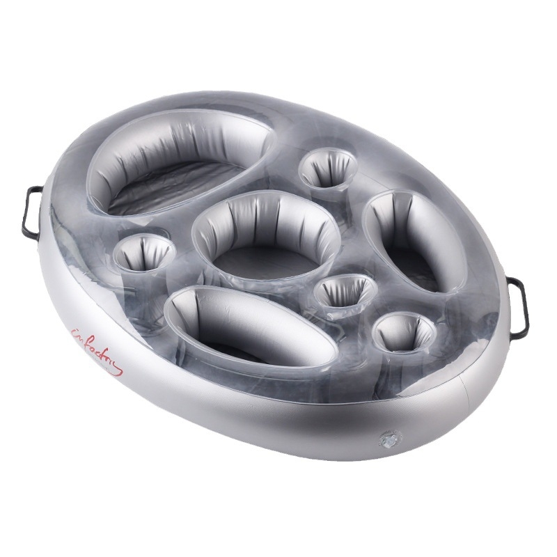 Tehase otsene täispuhutav veejääbaar kaheksa auguga joogiriiul ujuv jääämber õlu puuviljataldrik toidubaar