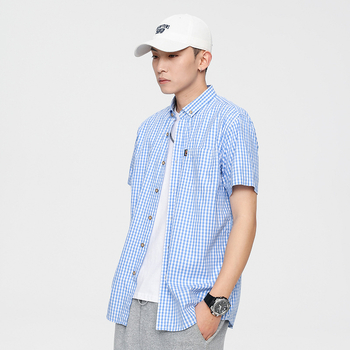 Dy Ανδρικό Πουκάμισο Ανδρικό Καλοκαιρινό Κορεάτικο Στυλ Casual Κοντομάνικο Πουκάμισο Ανδρικό Απλό Λεπτό Καρό Πουκάμισο