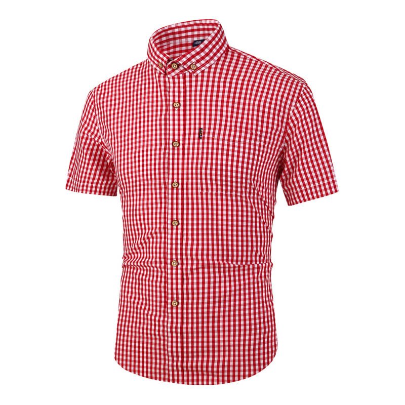 Dy férfi ing Férfi nyári koreai stílusú lezser rövid ujjú ing Férfi egyszerű vékony kockás ing