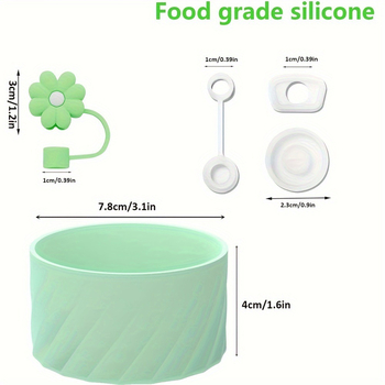 Stanley Cup Flower Straw Capac Cupa Culoare Solidă Capac Silicon de Calitate Alimentară Anti-Scurgere Capac Anti-Praf Anti-Zgârieturi Coaster Set