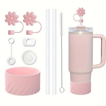 Stanley Cup Flower Straw Capac Cupa Culoare Solidă Capac Silicon de Calitate Alimentară Anti-Scurgere Capac Anti-Praf Anti-Zgârieturi Coaster Set
