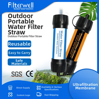 Gyári közvetlen ellátású ultrafiltrációs membrán hordozható kültéri víztisztító szívószál közvetlen ivás egyetlen katona szűrő