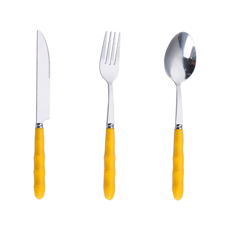 Rozsdamentes acél kanál nyugati étel kés villa kanál elegáns diákkanál villa háromrészes készlet nemzeti divat hordozható étkészlet öltöny